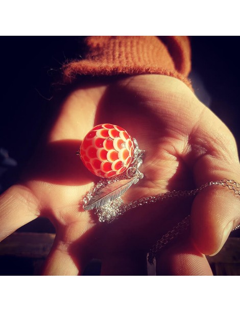 Pendentif Rouge en écailles artisanal en verre de Murano