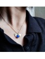 Collier Demi Lune 'Bleu Nuage' en or