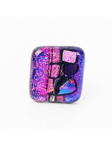 Bague Mil'Shake Fuschia artisanale en verre