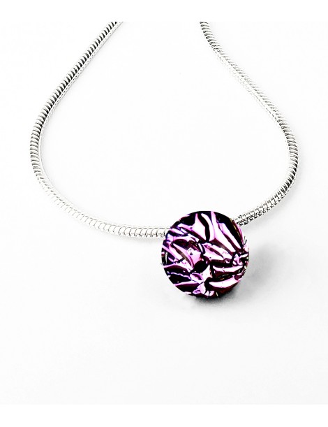 Collier Lighty 'Rose Cristallisé' artisanal en verre