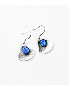 Boucles d'oreilles Calipso 'Banquise' artisanales en verre