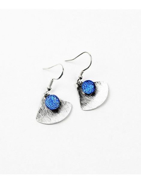 Boucles d'oreilles Calipso 'Banquise' artisanales en verre