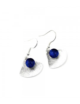 Boucles d'oreilles Calipso 'Bleu Nuit' artisanales en verre