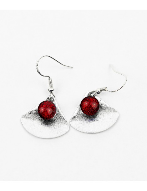 Boucles d'oreilles Calipso 'Rouge Rubis' artisanales en verre