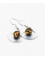 Boucles d'oreilles Calipso 'Orange Floral' artisanales en verre