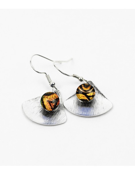 Boucles d'oreilles Calipso 'Orange Floral' artisanales en verre