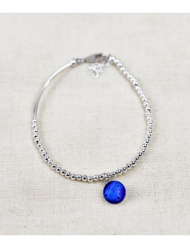 Bracelet Perles 'Bleu Nuit' artisanal en verre