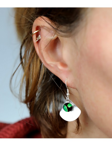 Boucles d'oreilles Calipso 'Bambou Vert' artisanales en verre