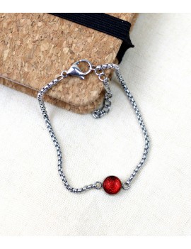 Bracelet Liane 'Rouge Chili' en verre et acier inoxydable