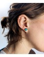 Puces d'oreilles 'Bambou Vert' artisanales en verre