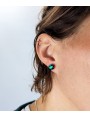 Puces d'oreilles 'Bambou Vert' artisanales en verre